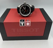 • Tissot 1853 PRS 516 Powermatic 80 Men’s Watch Black Leather Band 42mm
