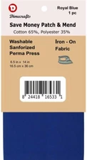 -Iron-On Mending Fabric Repair Patch 6.5 x 14 Inch Compare to Bondex -Royal Blue