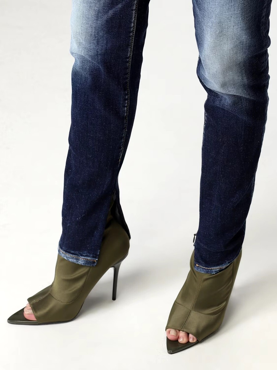 ASOS DESIGN Womens Esther Khaki stiletto open toe sock boots Size