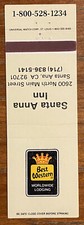 Vintage Santa Anna Inn Matchbook Cover Ad Santa Ana, California a0596