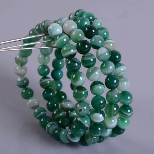 VALENTINO Bracciale all'ingrosso 6 8 10 12 mm verde Brasile agata pietre preziose rotonde perline 7 5" AAA