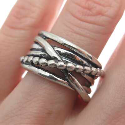 TAMIR ZUMAN 925 Sterling Silver Vintage Israel Crossover Beaded