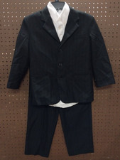 Van Heusen boys 10 Huskey 3pc suit black pin stripe jacket pants shirt