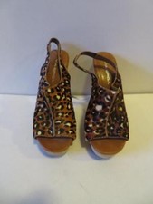 WOMENS VIA SPIGA LEOPARD REAL ANIMAL LEATHER PLATFORM SLINGBACK PUMP SZ 7.5
