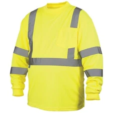 ANSI CLASS 3 HI VIS REFLECTIVE VISIBILITY LONG SLEEVE ROAD WORK SAFETY T SHIRT