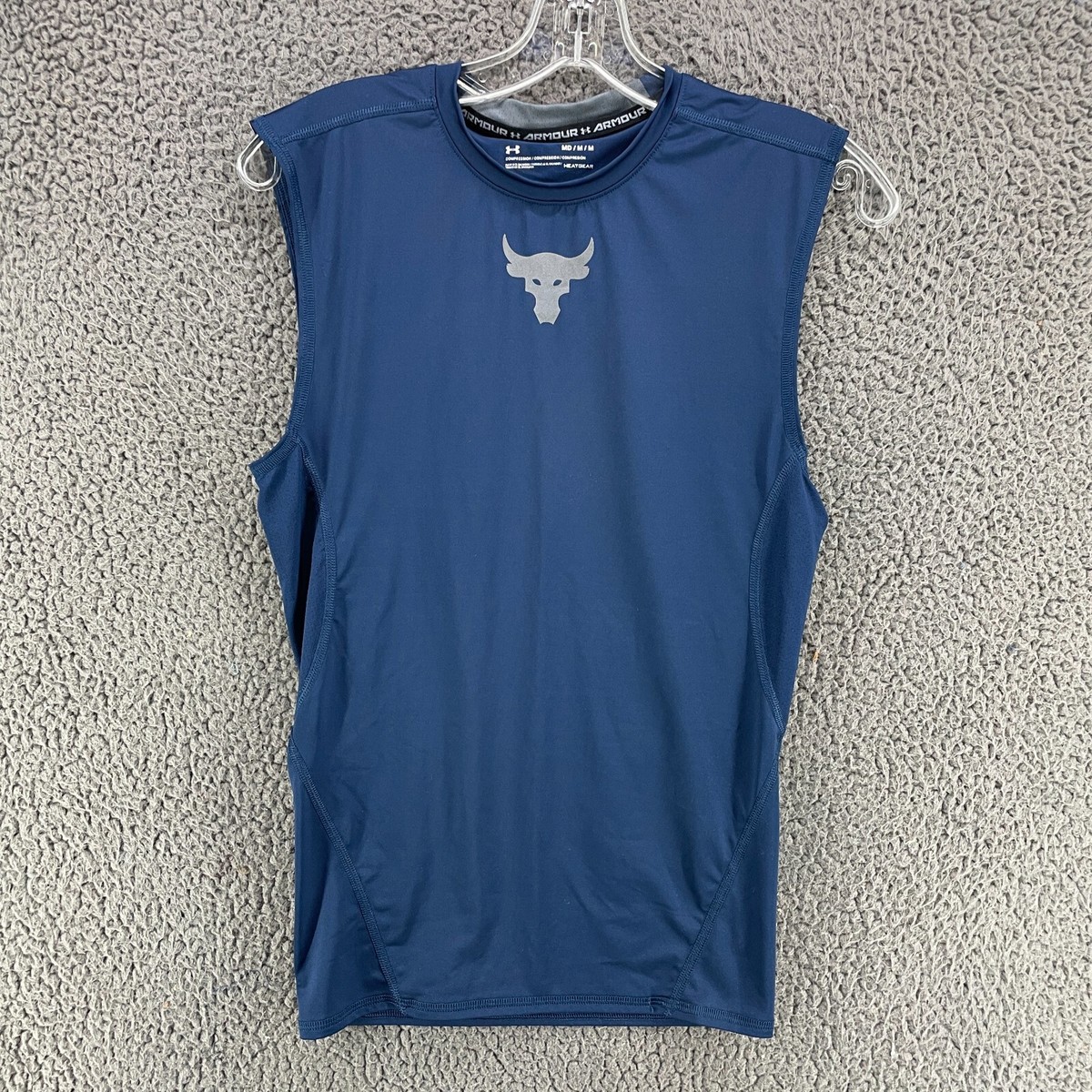 Under Armour Shirt Mens Medium Blue Compression Sleeveless Project