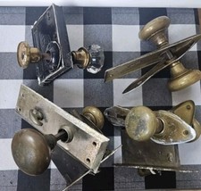 Antique Lot Of Interior Mortise Lock Door Hardware W/Assorted Knobs