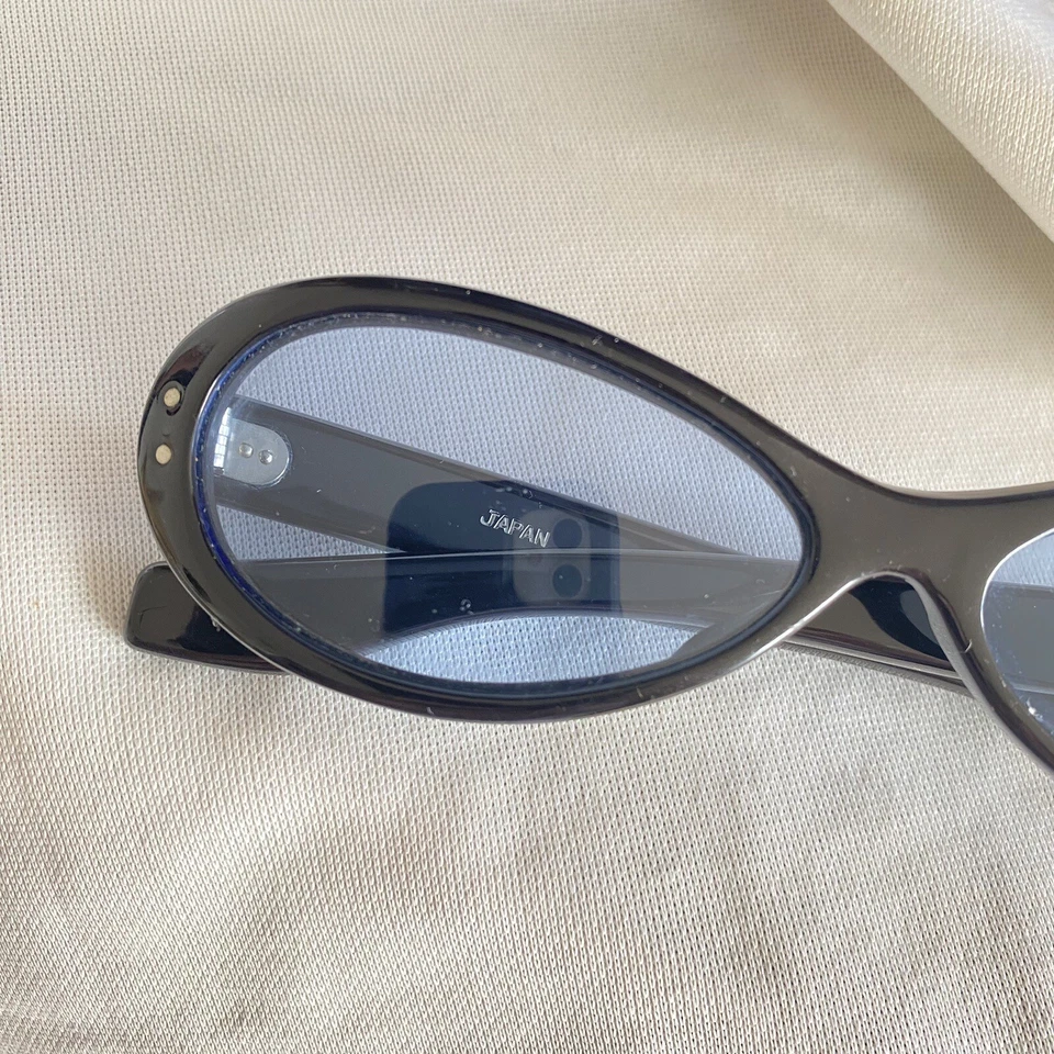 Gafas de sol MCM Vintage años 60 Mod anchas ovaladas negras grandes - hechas en JAPÓN - UNISEX Foto 2 de 4