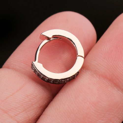 Natural Pave Diamond Huggie Hoop Earrings 925 Sterling Silver Jewelry For Gift - Picture 7 of 8
