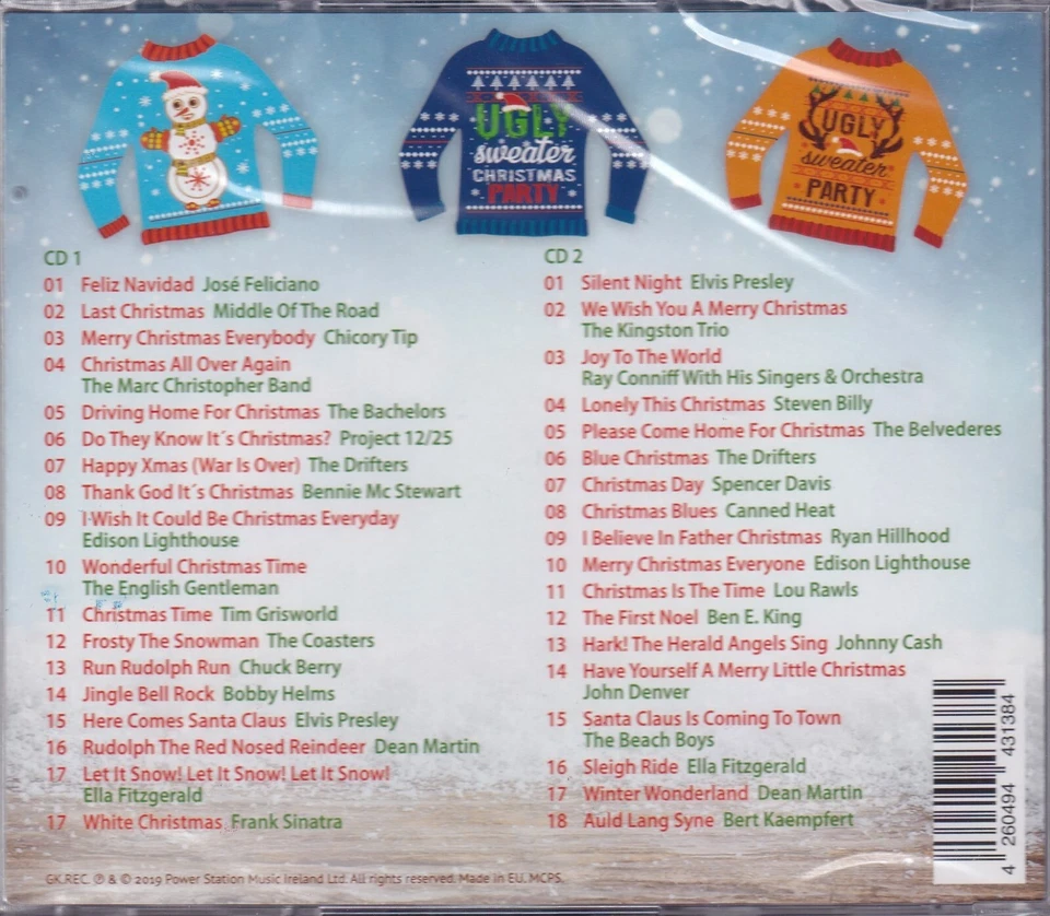 Weihnachten CD Christmas Party Ugly Sweater 35 Songs Stimmungsvoll Advent #T1236 - Bild 2 von 3