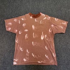 Vintage Old Navy Shirt Adult Large Bleached Swirl USA Made Maroon Logo Tie-Dye *