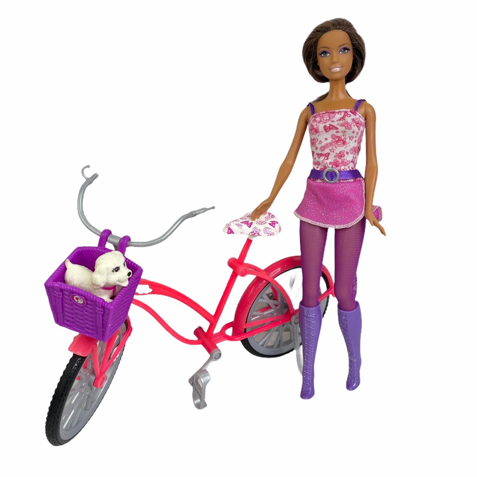 Barbie Beach Party Doll & Bicycle 2008 Mattel Dog in Basket for ...