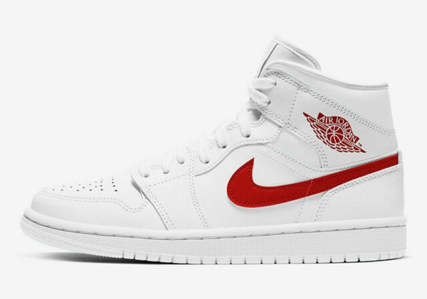 air jordan 1 mid white university red black