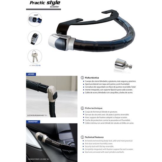 Handlebar lock Artago PRACTIC STYLE PIAGGIO NRG-MC2-(98-04)-726STY