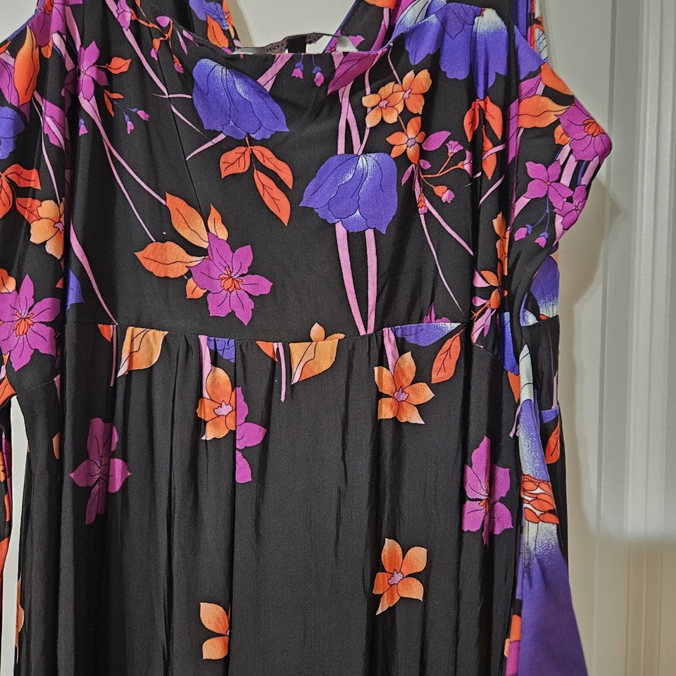 Collection by Debenhams Black Floral Halter Dress With Sash Size 20 eBay