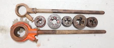 Six Toledo Pipe Threader Dies,  Set w/Two Bars and Heads, 4/66