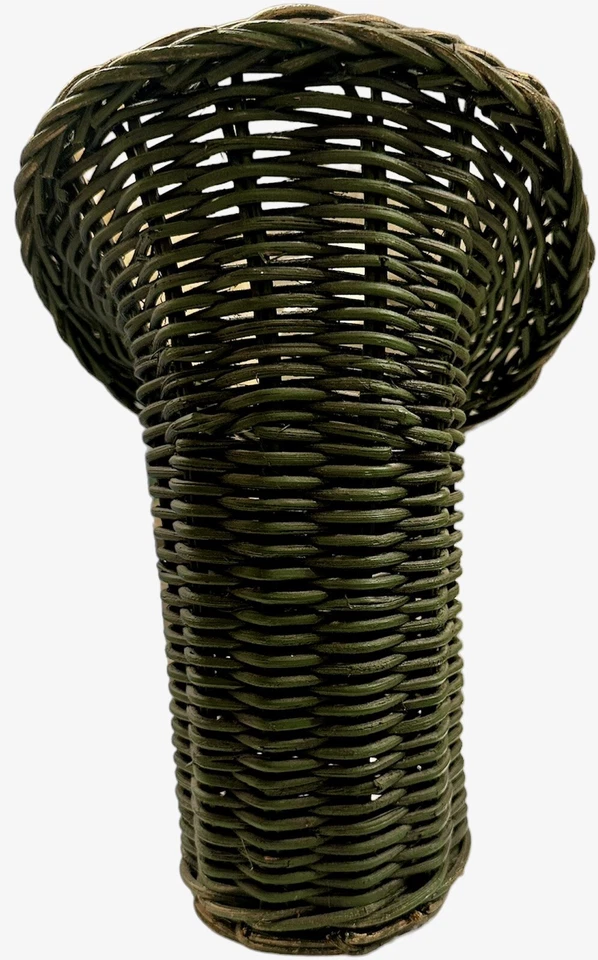 Soporte de vino de mimbre vintage verde carrito cesta uvas Foto 4 de 4