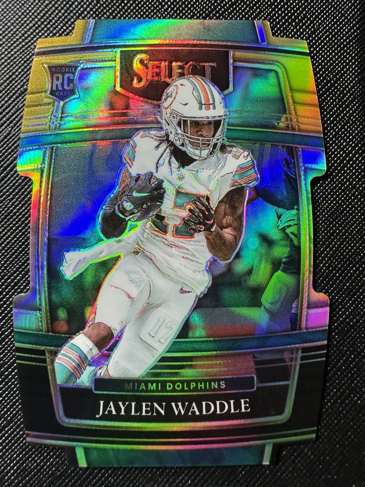 2021 Select Jaylen Waddle Concourse Silver Prizm Die Cut Rookie RC #48 Dolphins