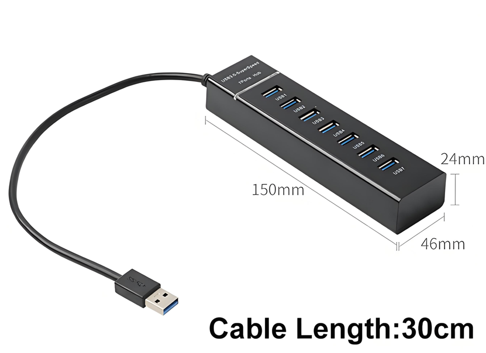 Ultra-Fast 5Gbps USB 3.0 Hub with 4 or 7 High-Speed Ports