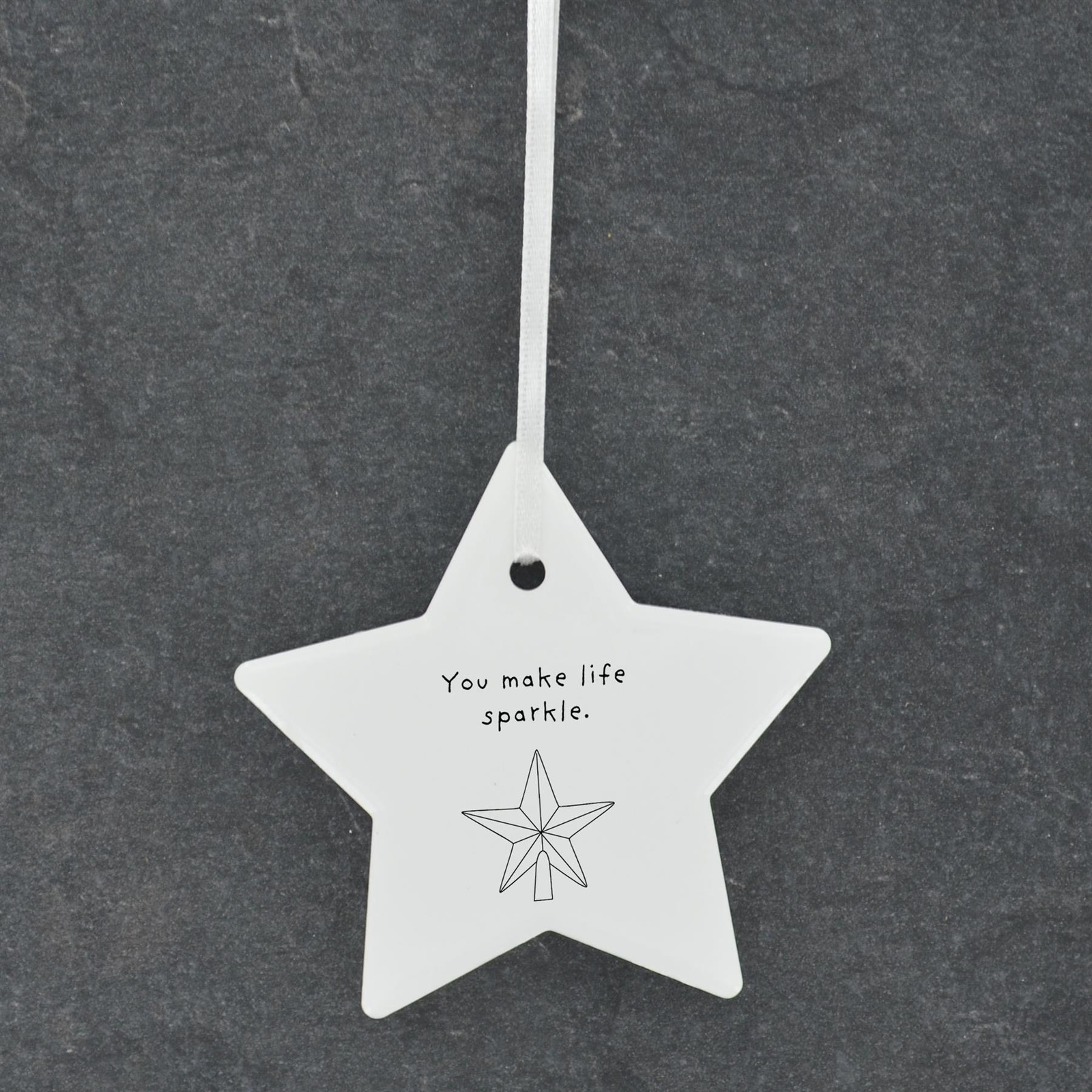 Life Sparkle Star Line Drawing Illustration Ceramic Christmas Bauble Ornament
