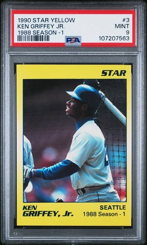 Ken Griffey Jr. 1990 Star Ken Griffey Jr. Yellow #3 Seattle Mariners #3 PSA 9