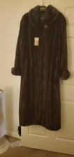 Feraud Beautiful Dark Brown Long Fur Mink Coat Size 18