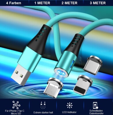 Schnell Ladekabel für Samsung Handy iPhone iPad USB-C Typ-C 8-polig Datenkabel