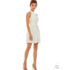 Ieena For Mac Duggal Pleated Halter Neck Mini Dress White Size 0