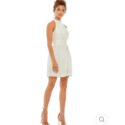 Ieena For Mac Duggal Pleated Halter Neck Mini Dress White Size 0