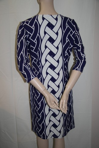 J. McLaughlin Devon Chatham Braid Knit Sheath Dress Purple and White Sz M ~ NEW - Picture 6 of 11