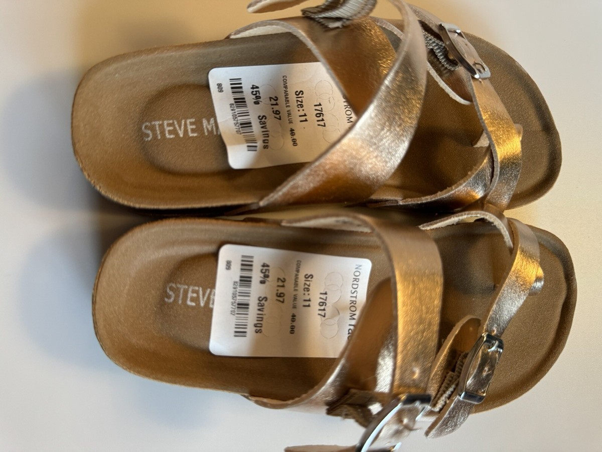 は Steve Madden Girls Beached Rose Gold Slide Sandal NEW 11 Slip On