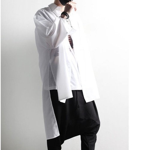 Korean Style Long-sleeved Men's Shirt Mid-length Hairstylist Nightclub Handsome