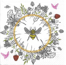 Lot de 2 Serviettes en papier Bio Abeille Decoupage Collage Decopatch