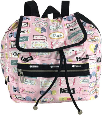 LeSportsac Sweet Talk Pink Voyager Small Backpack Stylish Romantic Print NWT