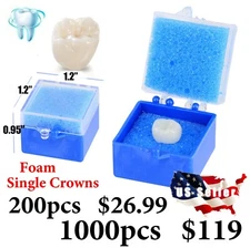 Meta BesQual Dental Laboratory Crown Boxes Clear/Blue & Pillow Boxe 1" x 1"  USA