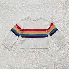 Tucker  Tate Girls' Knit White and Rainbow Sweater S 7-8 