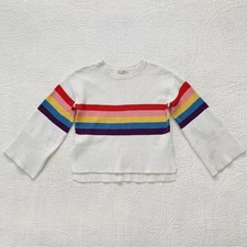 Tucker + Tate Girls' Knit White and Rainbow Sweater (S 7-8)