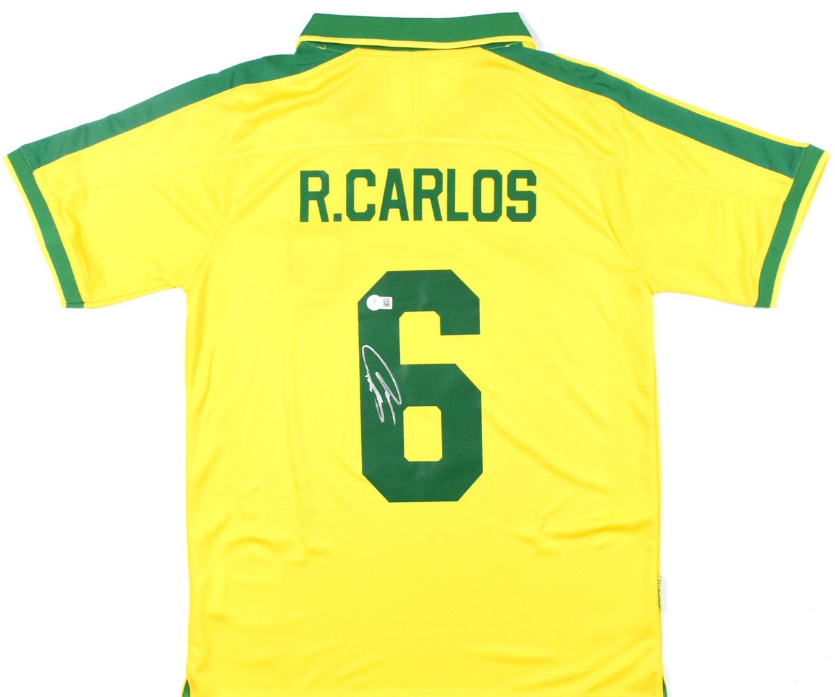 Roberto Carlos Signed Brazil FC Home Yellow Soccer Jersey #6