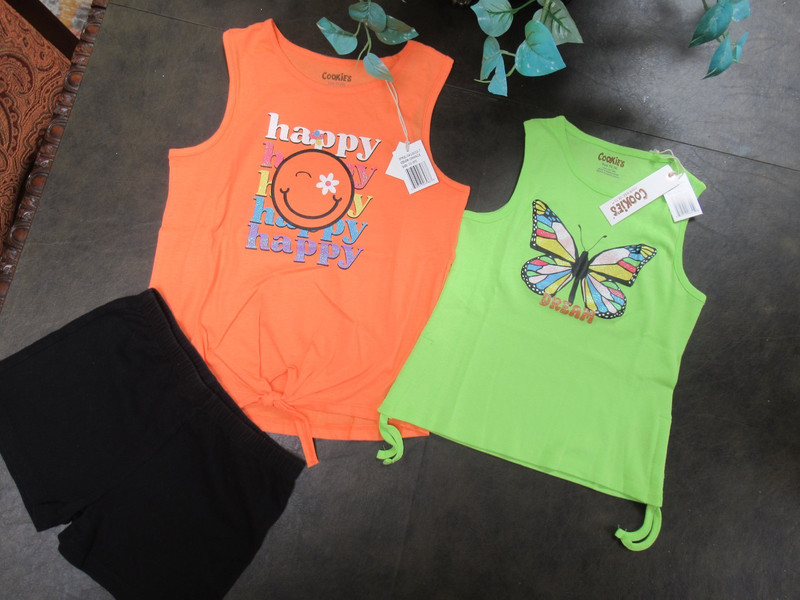 Girls Shirts New With Tags! 2 Tank Shirts Size 10 & Bike Shorts!