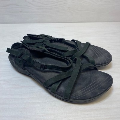 Womens Merrell Aster Black Leather Strap Sandals Size 10