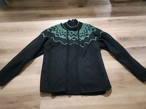 Claude Montana, Maglione vintage CLAUDE MONTANA Paris nero e verde minimalista misto lana cashmere
