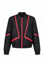 VTG RARE 80S THRILLER MICHAEL JACKSON Black Jacket W ZIPPERS YU-NO BLK Nylon