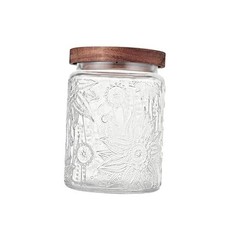 23.7 fl oz Vintage Glass Jar with Wooden Lid, Airtight 23.7 oz Sunflower 1