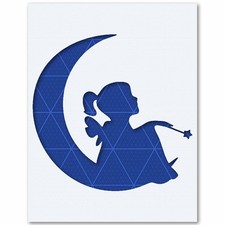 Fairy Crescent Moon Stencil Fantasy Fairy Silhouette Stars Celestial Magic
