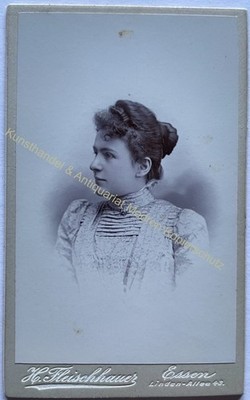 orig. CDV Foto Fotografie Frau Dame Bild alt Mode 1899 H. Fleischhauer Essen