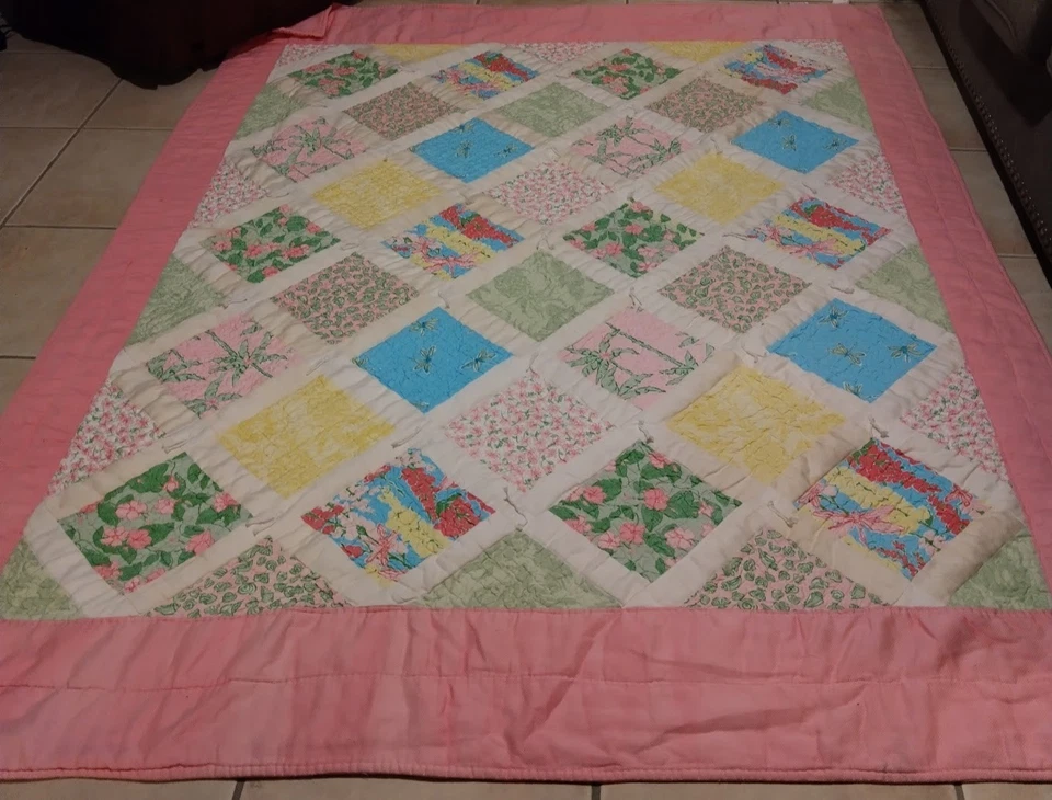 Manta Edredón Lily Pulitzer Doble Rosa De Colección Niñas Retazos Verde Libélula Foto 2 de 4