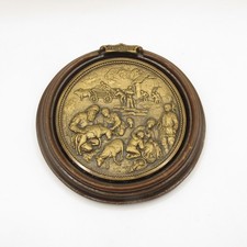 Vintage German Wax Art Wall Hanging “Spring” Relief 1980s Folk Scene 14.5cm