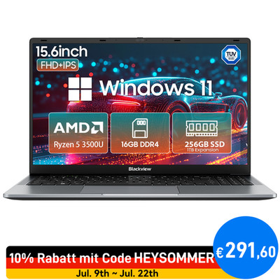 Blackview AceBook 6 15,6Zoll Laptop AMD 3500U 16GB DDR4 256GB M.2 SSD Windows 11