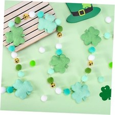 8.2 Ft St. Patrick's Day Felt Ball Garland Mint Green 3D Lucky Shamrock