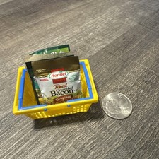 Mini Food Lot Toy Shopping Basket 4 Food Miniature Kitchen Lot